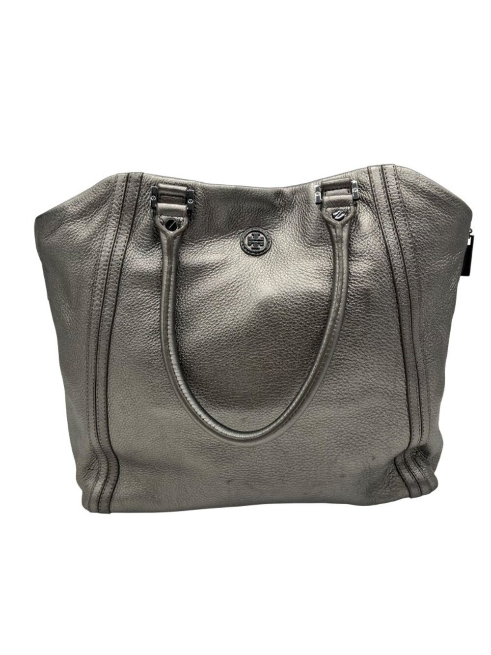 Tory Burch Metallic Leather Silver Shoulder Bag